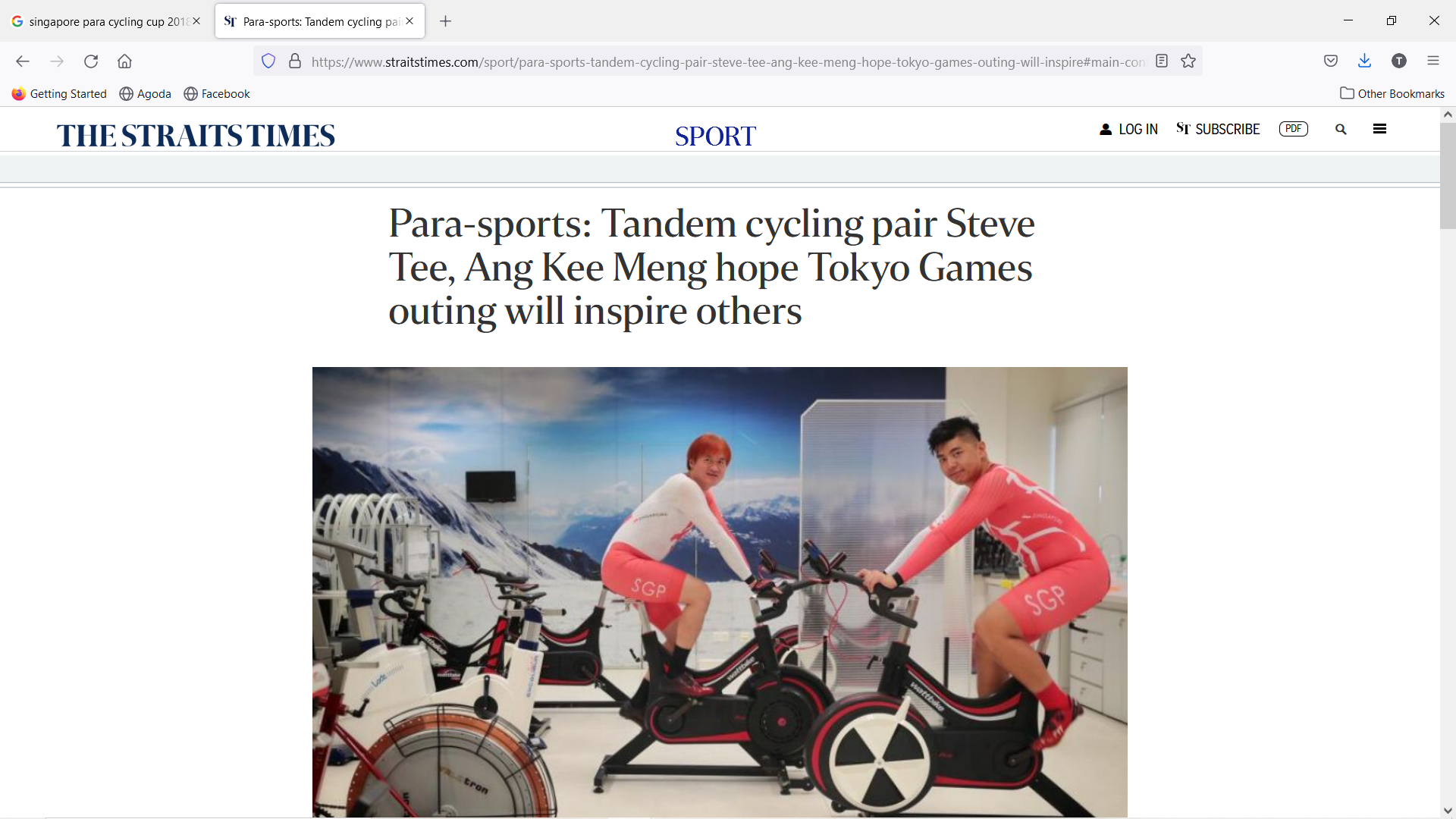 Para-sports: Tandem cycling pair Steve Tee, Ang Kee Meng hope Tokyo Games outing will inspire others Screenshot