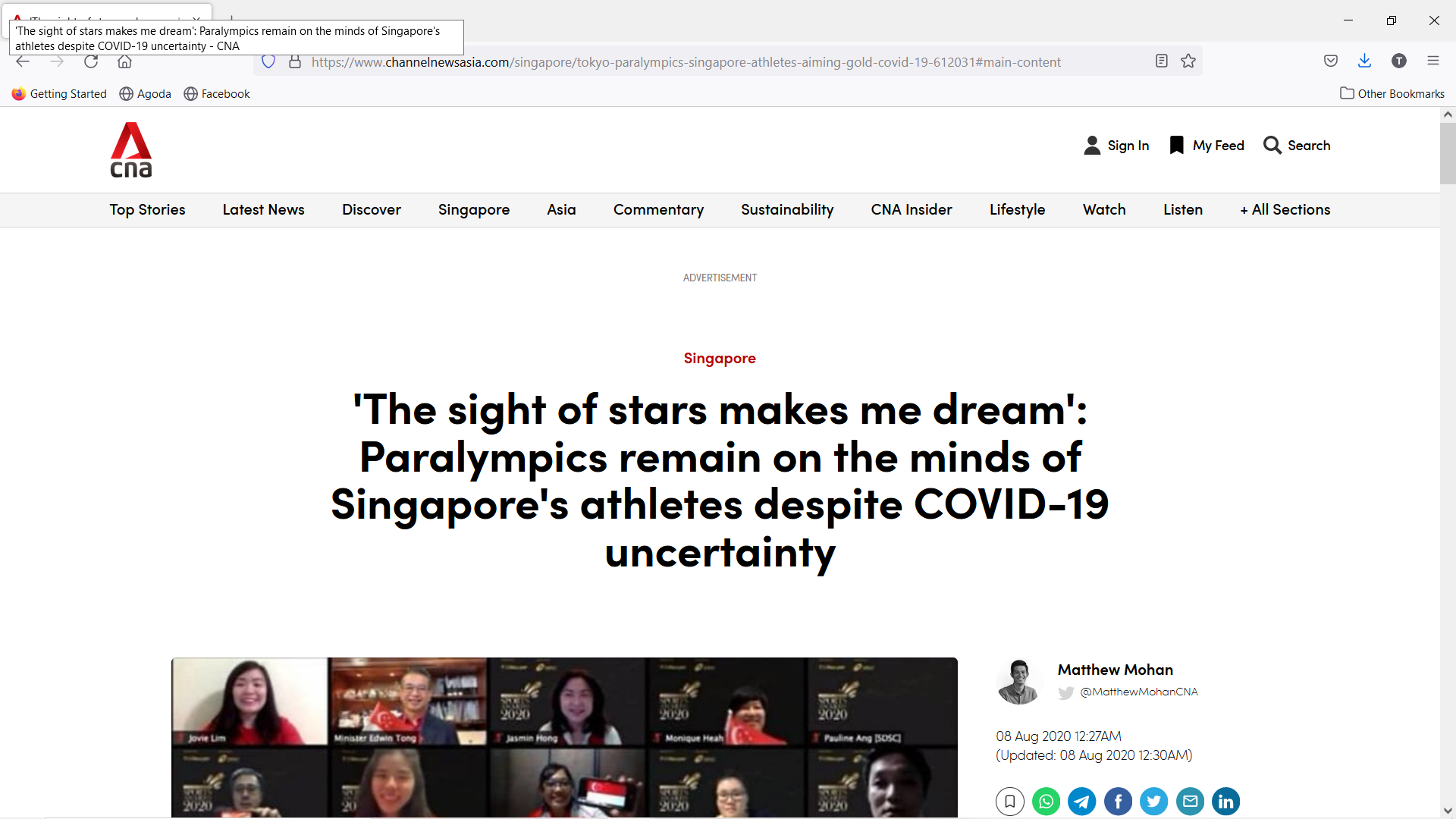 'The sight of stars makes me dream': Paralympics remain on the minds of Singapore's athletes Screenshot